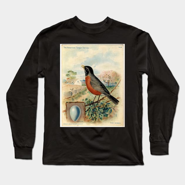 Red Robin, Vintage print, Circa 1800-1900 Long Sleeve T-Shirt by born30